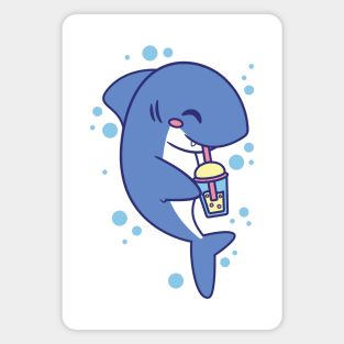 Shark Drinking Boba Tea Magnet